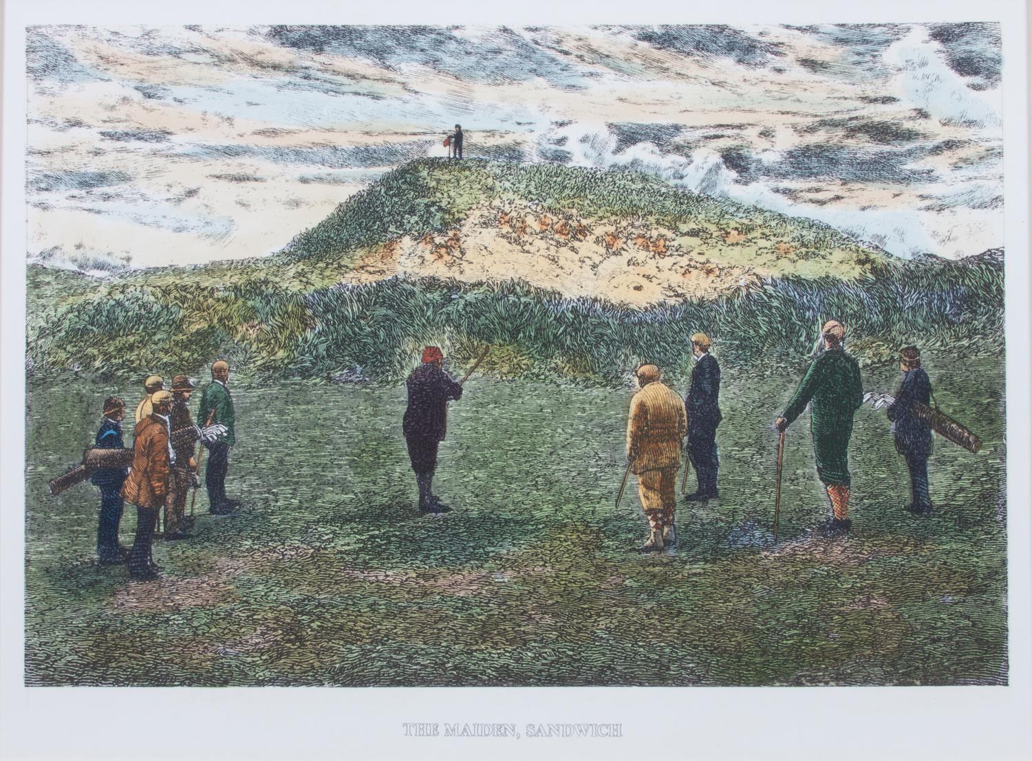 A Set of Two Lithographs of Golfing Scenes Each: 11 x 15 inches.