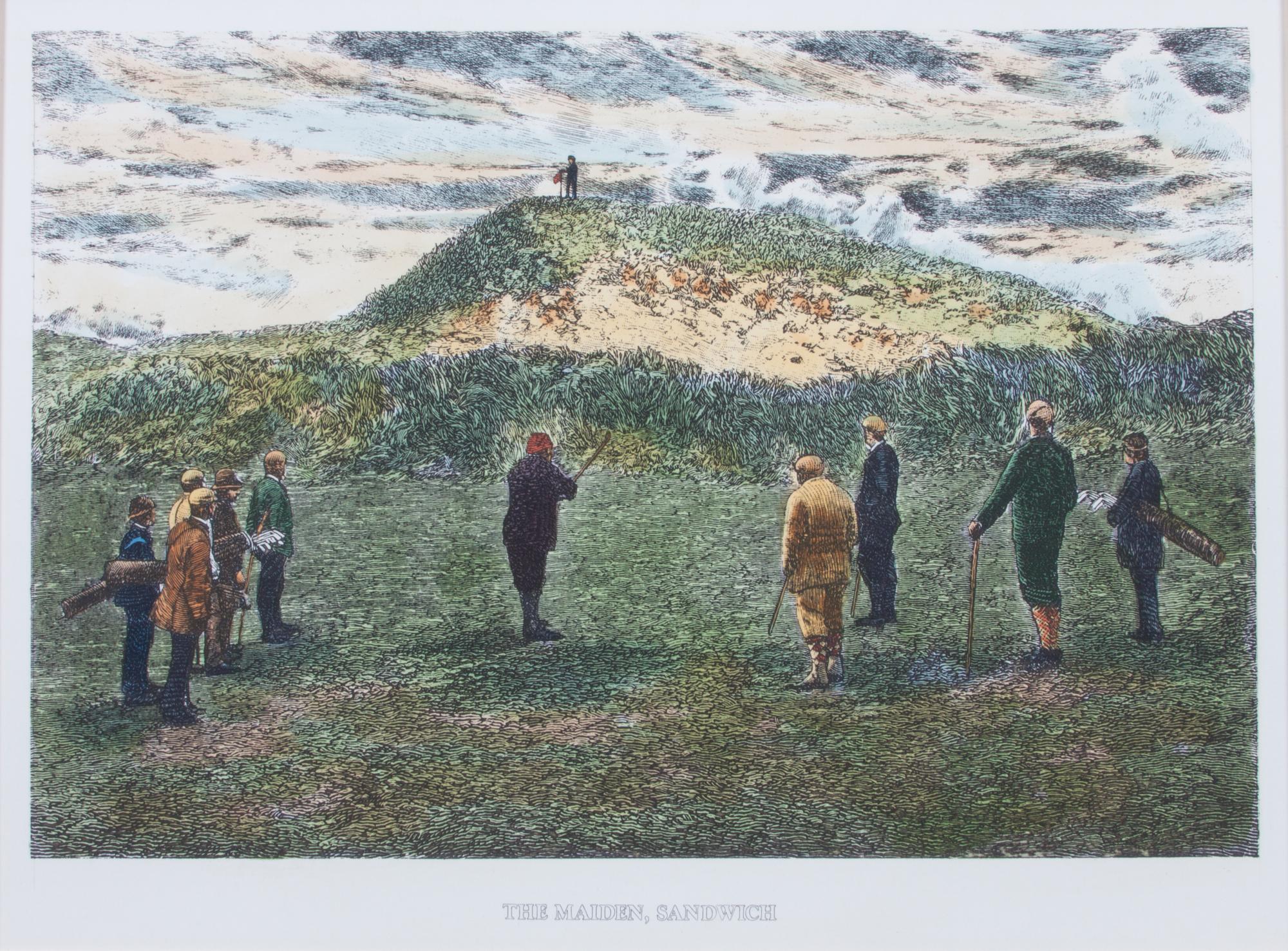A Set of Two Lithographs of Golfing Scenes Each: 11 x 15 inches.