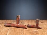 Western Great Lakes Catlinite Pipe Bowls, with Lead Inlay