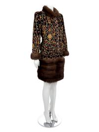 Revillon Haute Couture Velour and Sable Suit and Hat, 1994