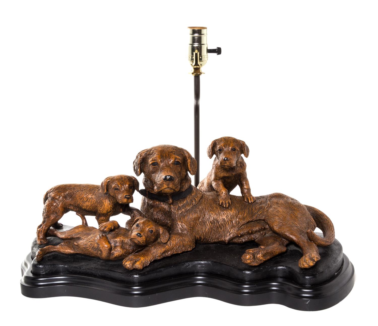 A Resin Figural Table Lamp Height 14 3/4 x width 20 inches. — 20TH CENTURY