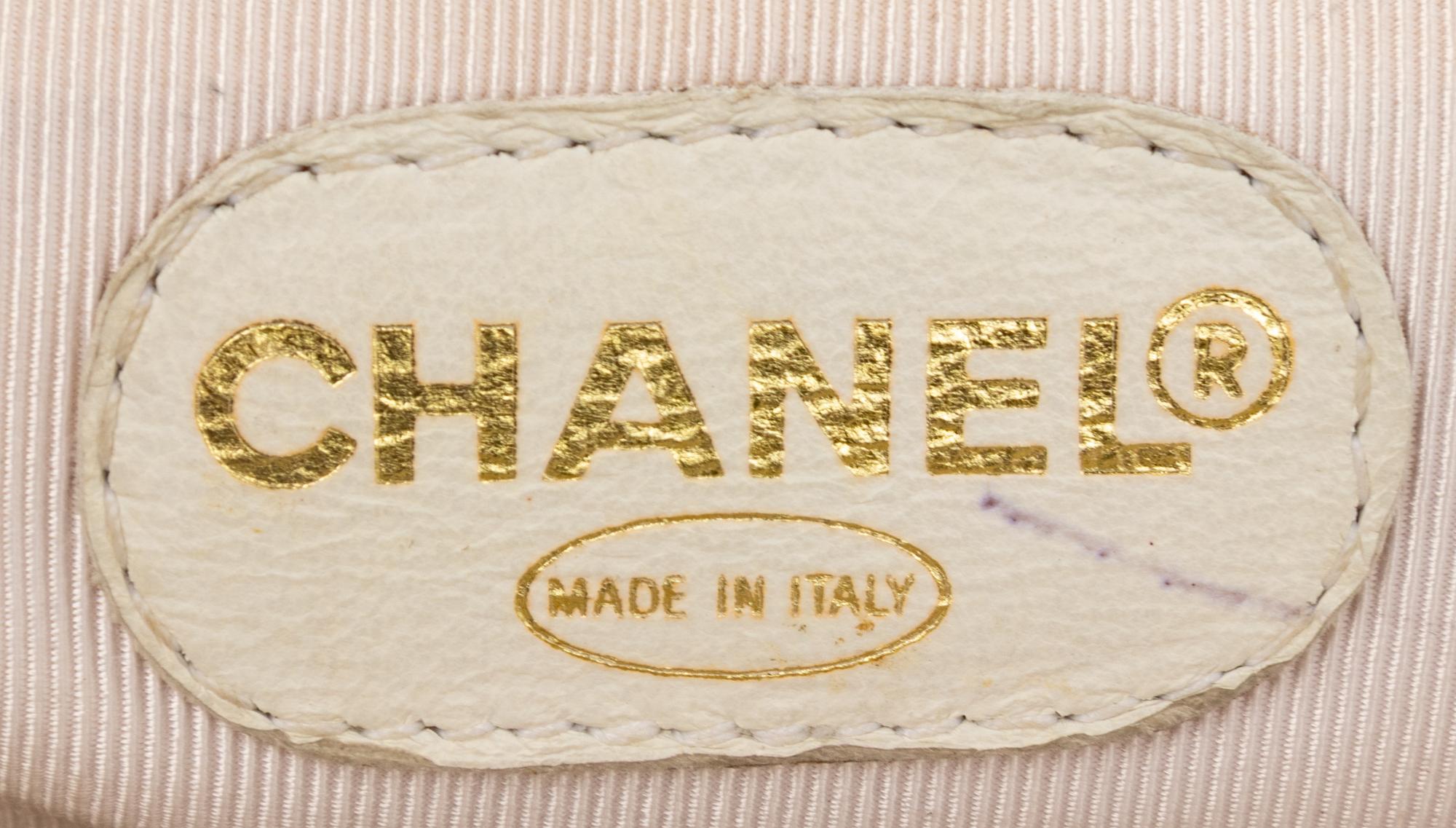 Chanel, White Leather Handbag & Silk Scarf