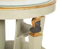 A Regency Revival Painted and Parcel Gilt Eglomise Panel Inset Side Table