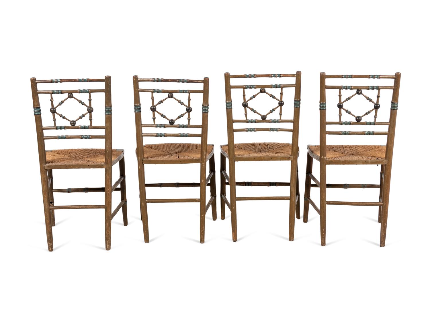 A Set of Four Victorian Style Painted Side Chairs