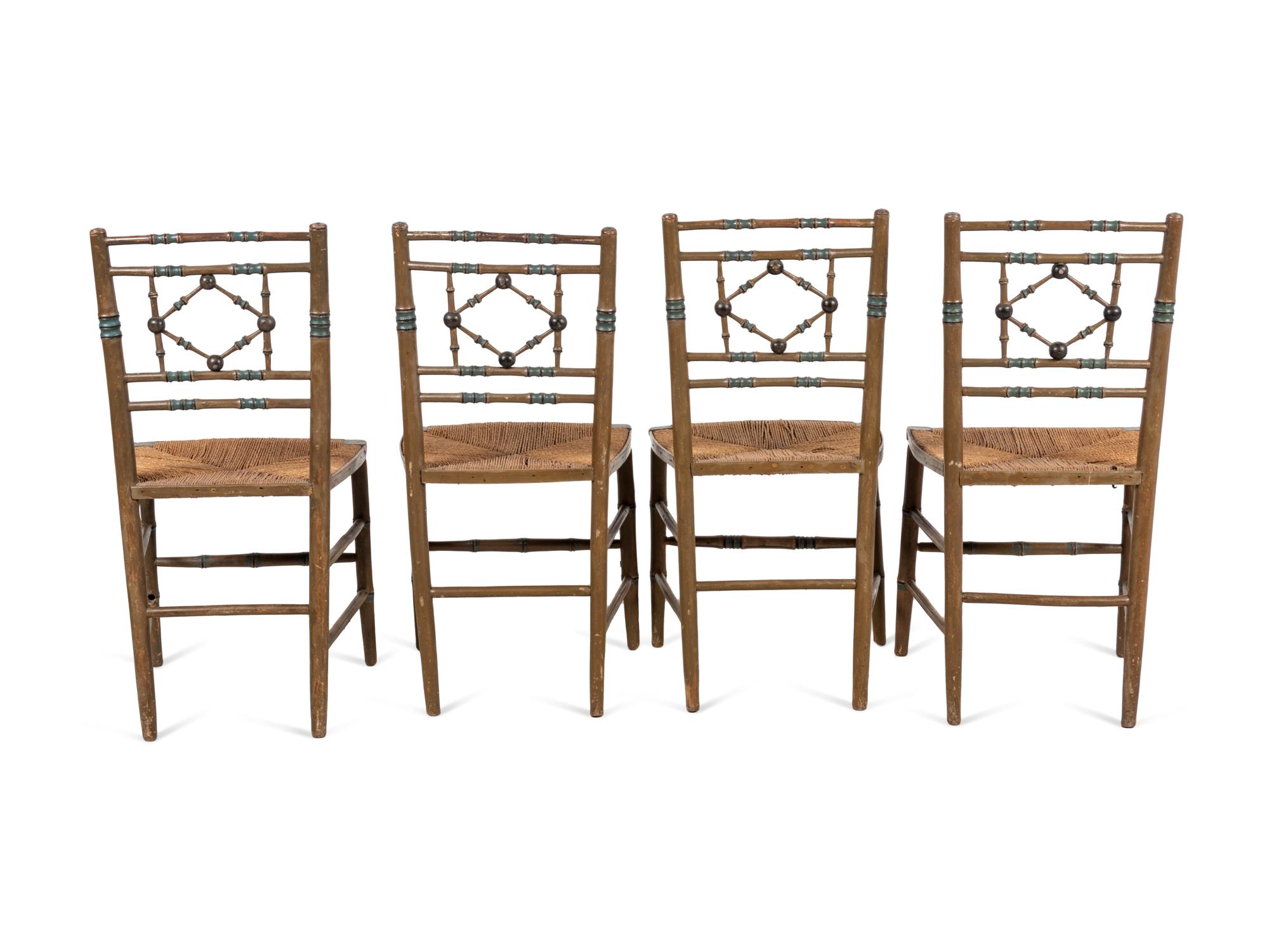 A Set of Four Victorian Style Painted Side Chairs