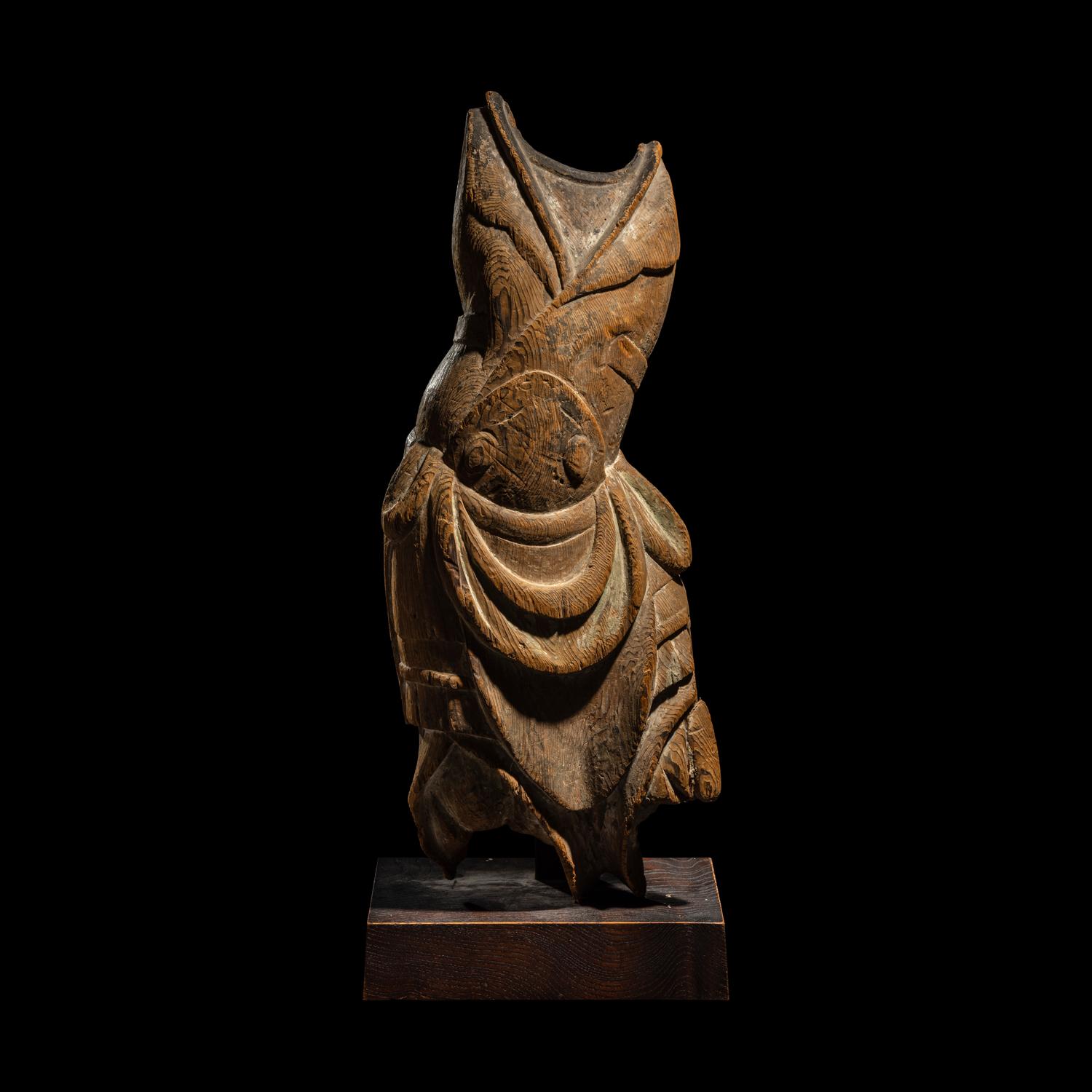 A Japanese Heian Wood Torso of a Guardian