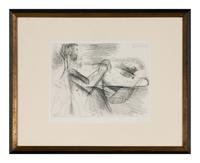 Homme assis près d'une femme allongée, 1967