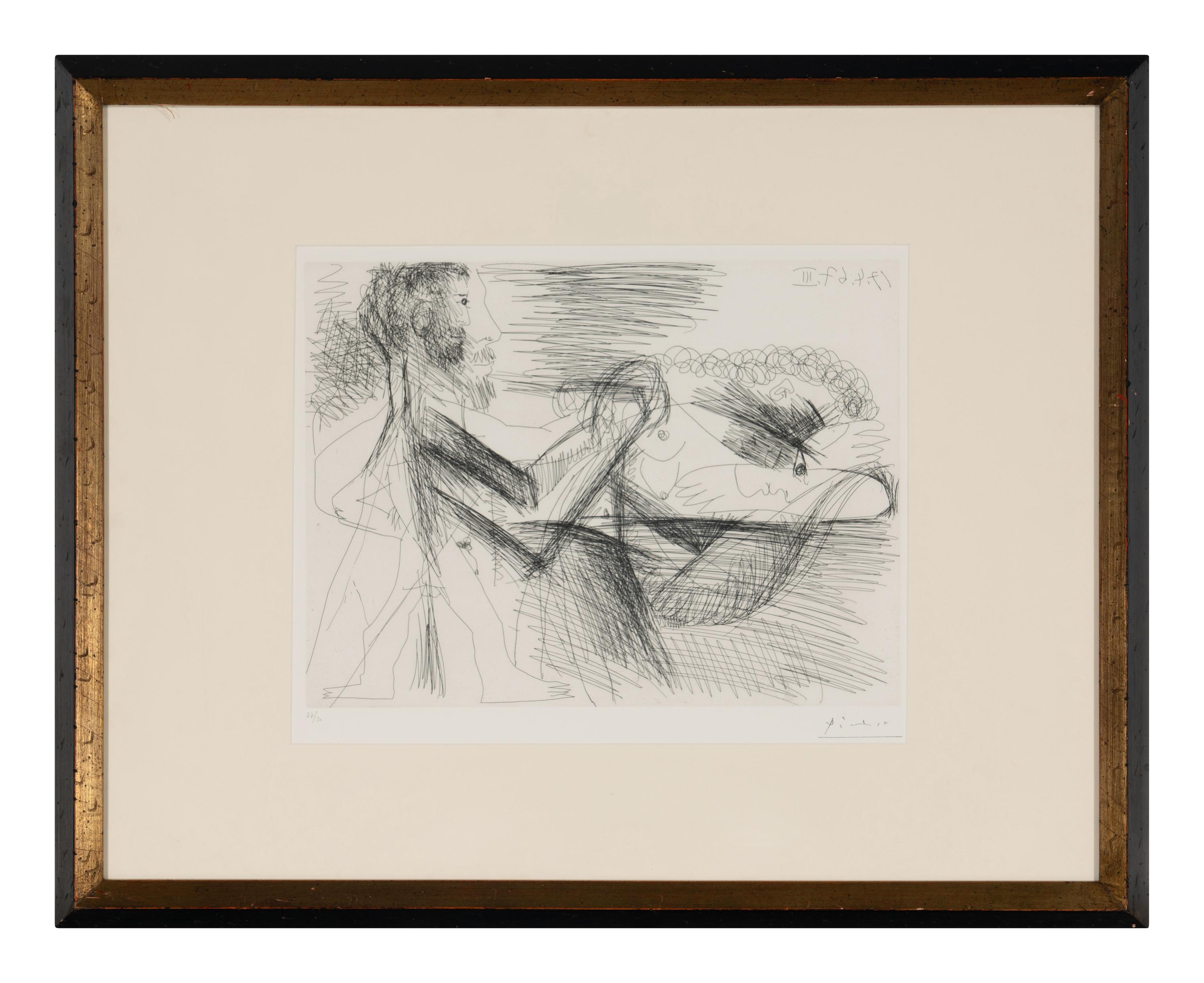 Homme assis près d'une femme allongée, 1967