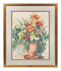 Flowers in a Terracotta Vase
