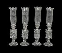 A Set of Four Baccarat Glass Hurricane Lamps