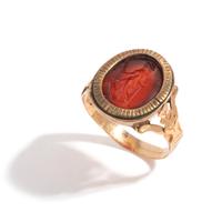A Roman Carnelian Ring Stone with the Goddess Minerva Pallas — Set in a gold ring