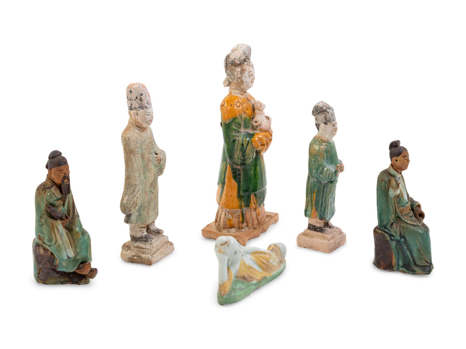 A Group of Six Chinese Pottery Figures