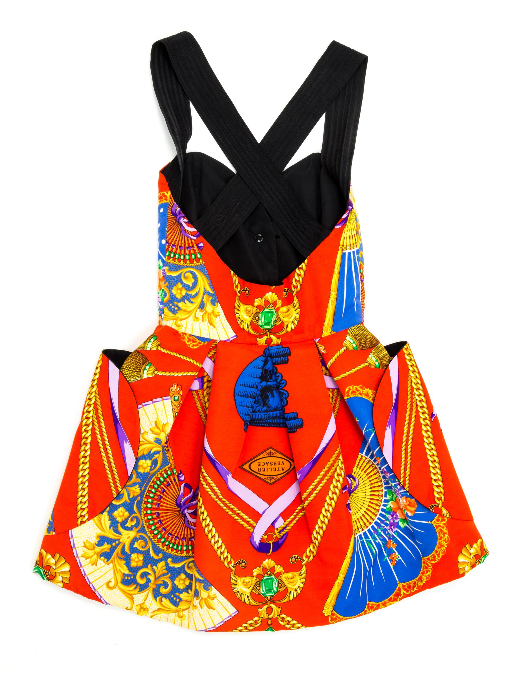 A Gianni Versace Silk Atelier Print Mini Dress, No size.