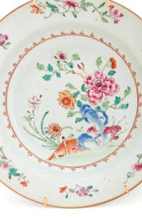 Three Chinese Export Famille Rose Porcelain Plates