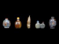 Five Chinese Agate Snuff Bottles