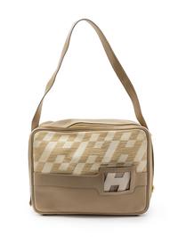 A Rare Hermes Ulysses Ivory Canvas and Leather Bag, 12 x 9 x 3 1/2 inches.