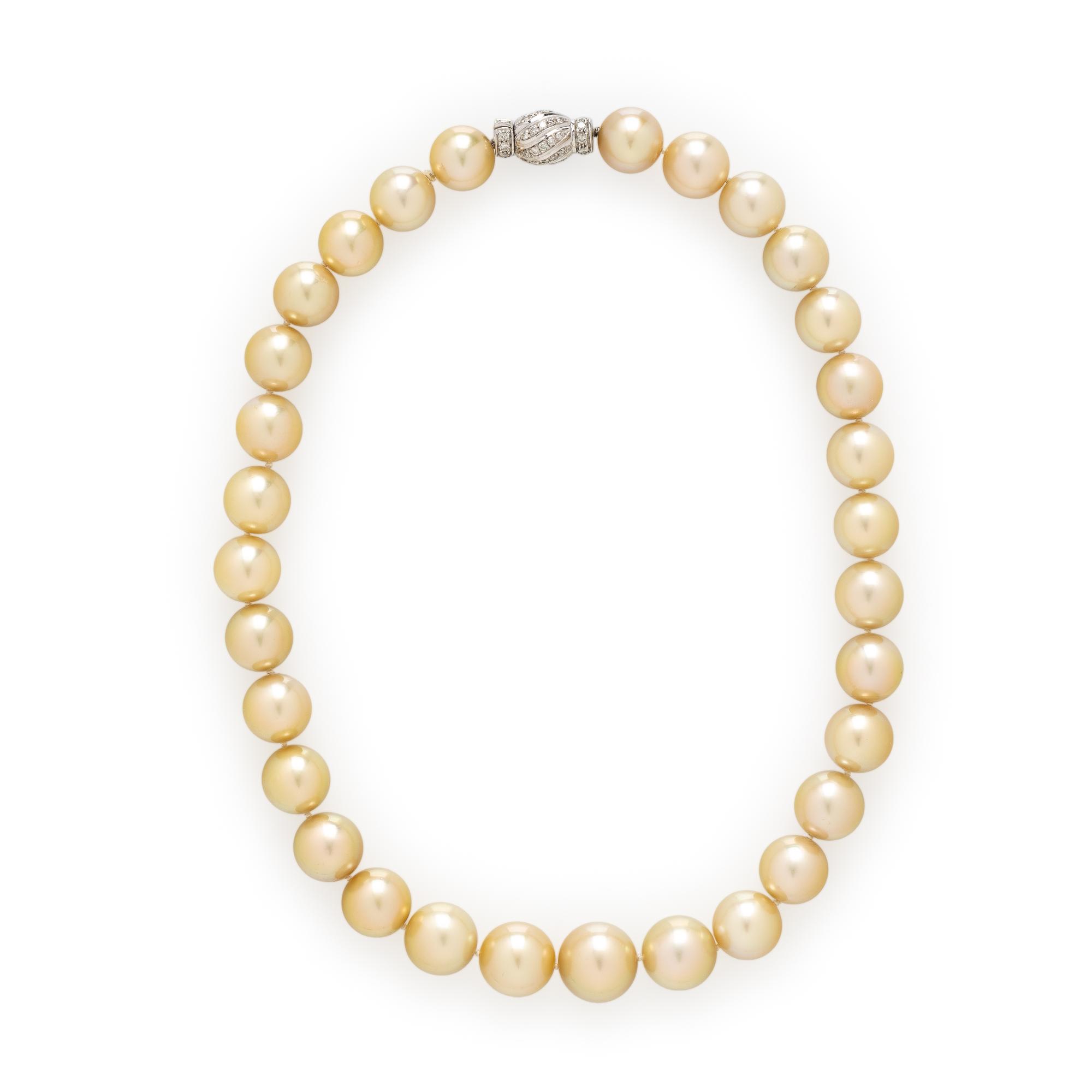 CULTURED GOLDEN PEARL AND DIAMOND NECKLACE