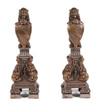 A Pair of Bronze Figures of Heraldic Lions