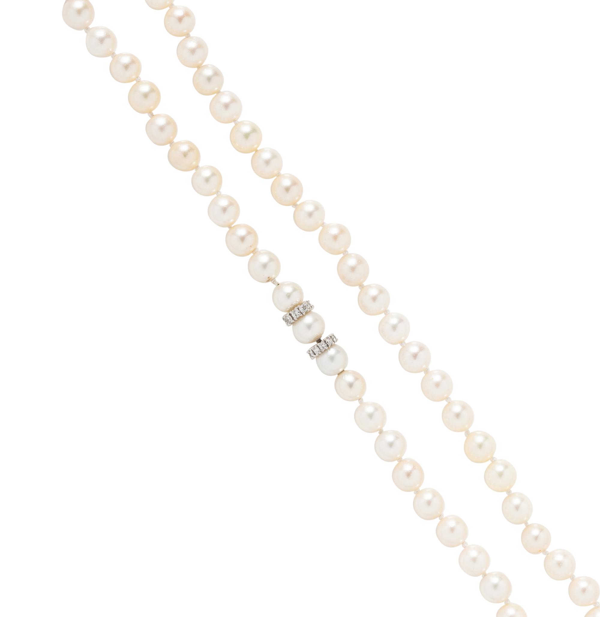 COLLECTION OF CONVERTIBLE CULTURED PEARL AND DIAMOND NECKLACES
