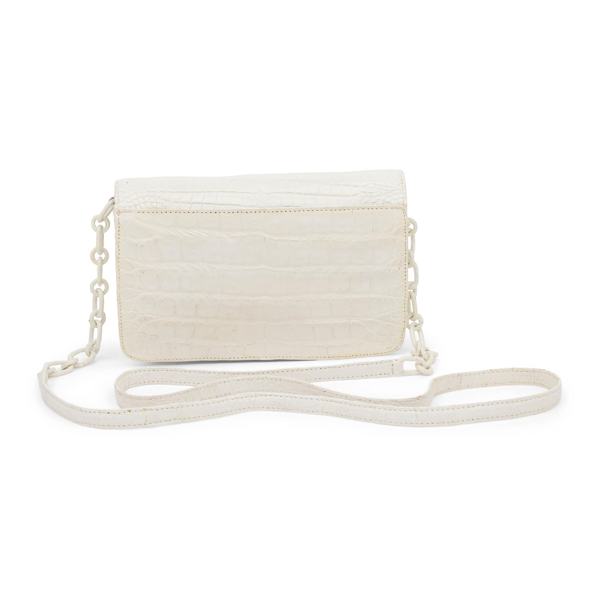 Nancy Gonzalez, White Crocodile Shoulder Bag/Clutch