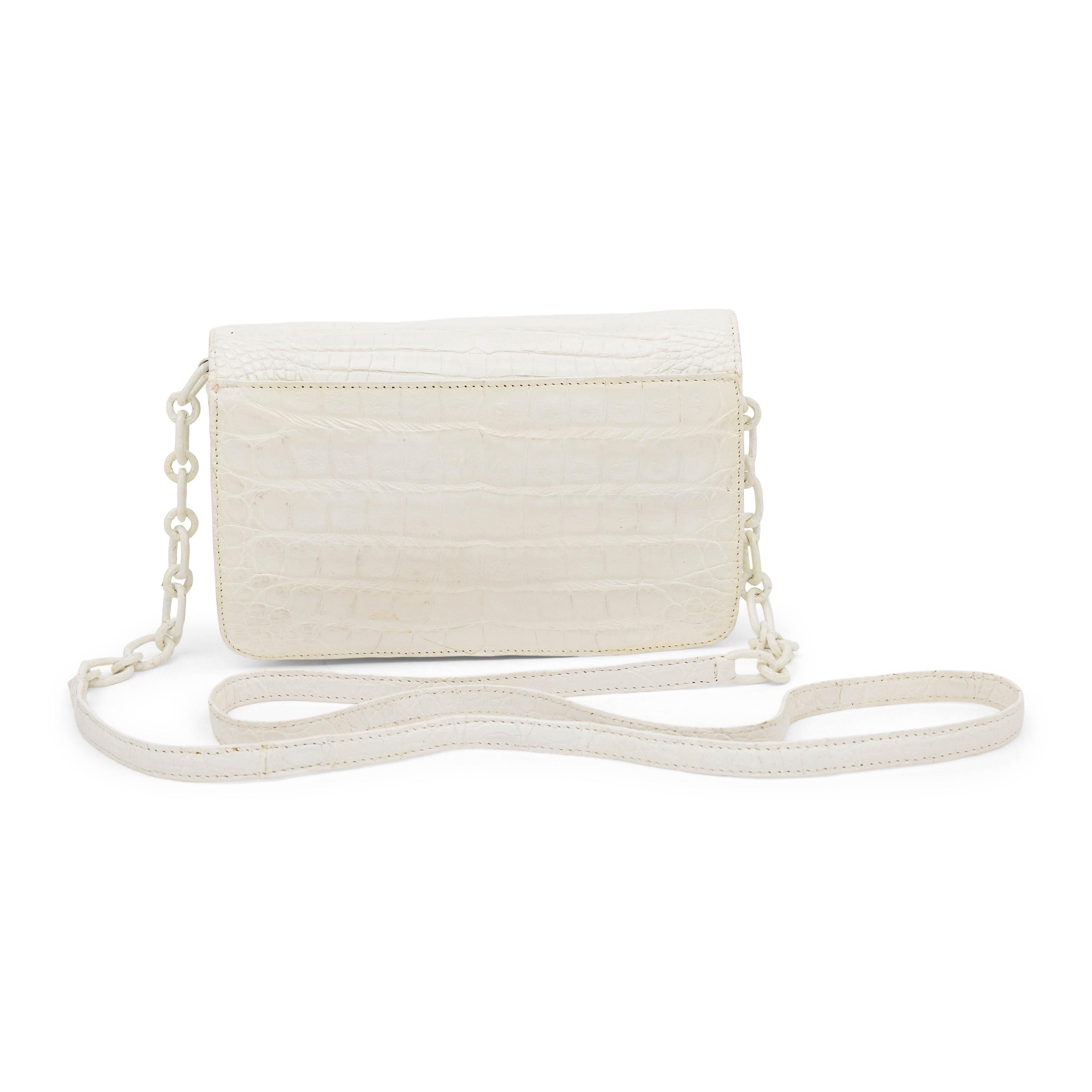 Nancy Gonzalez, White Crocodile Shoulder Bag/Clutch