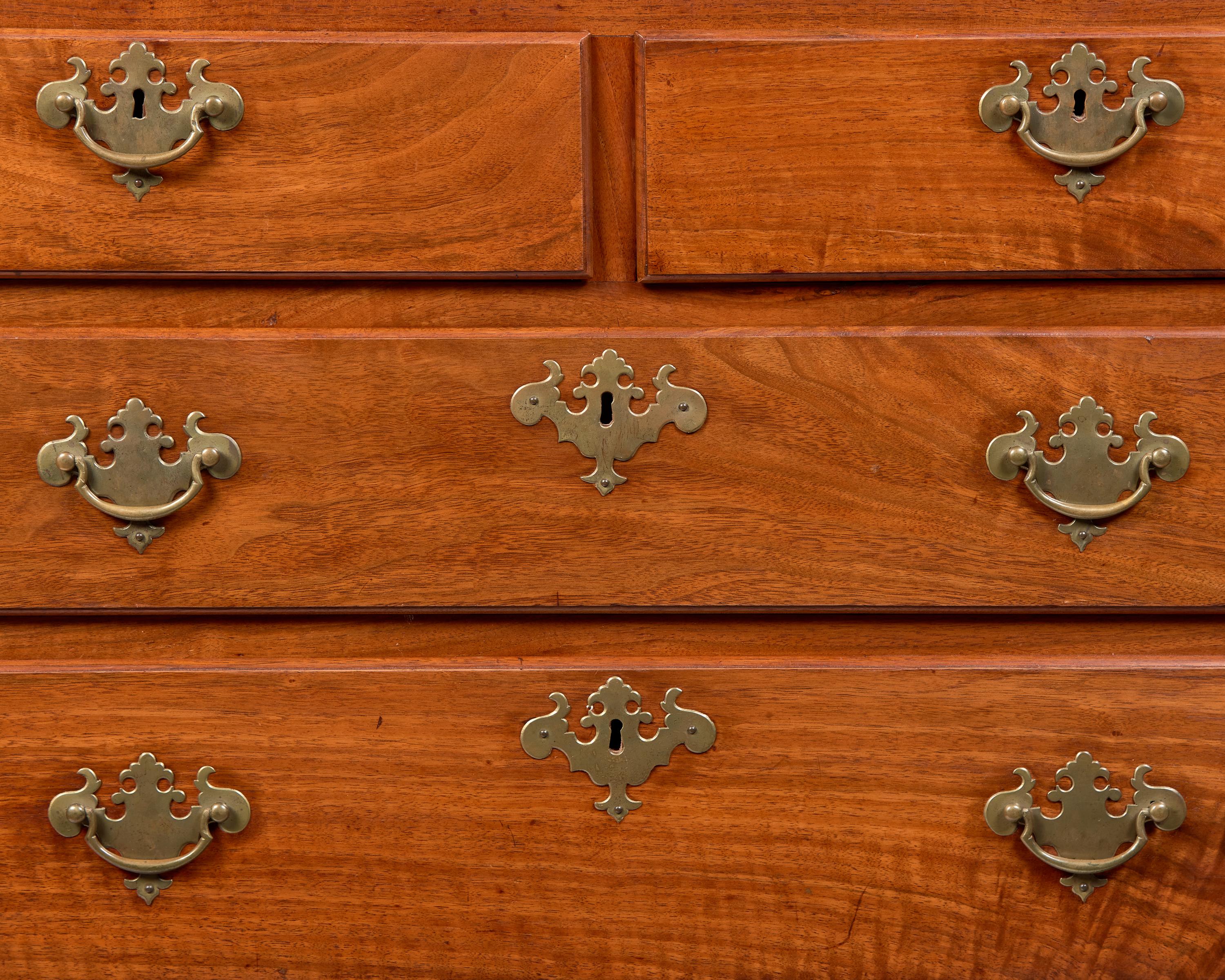 A Queen Anne Walnut Chest-On-Stand