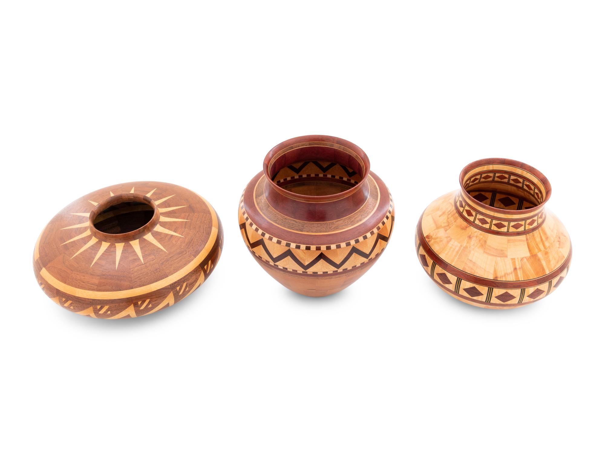 Three Turned Wood Vases by Ray Allen