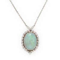 Opal and Diamond Pendant Necklace
