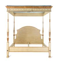 An Adam Style Painted and Parcel Gilt King-Size Tester Bed