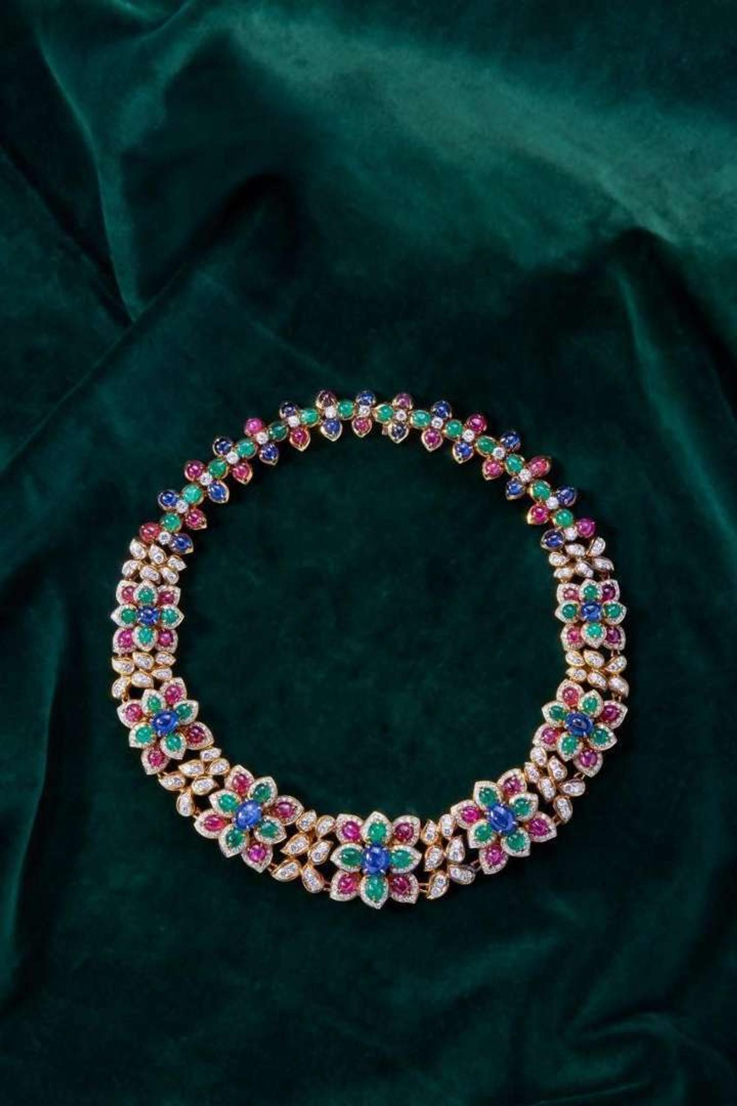 An 18K Yellow Gold and Gemstone Necklace