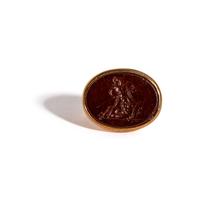 A Neoclassical Red Jasper and Gold Finger Ring with Two Hoplites