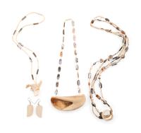 Carved Necklaces and Earrings, Set with Abalone