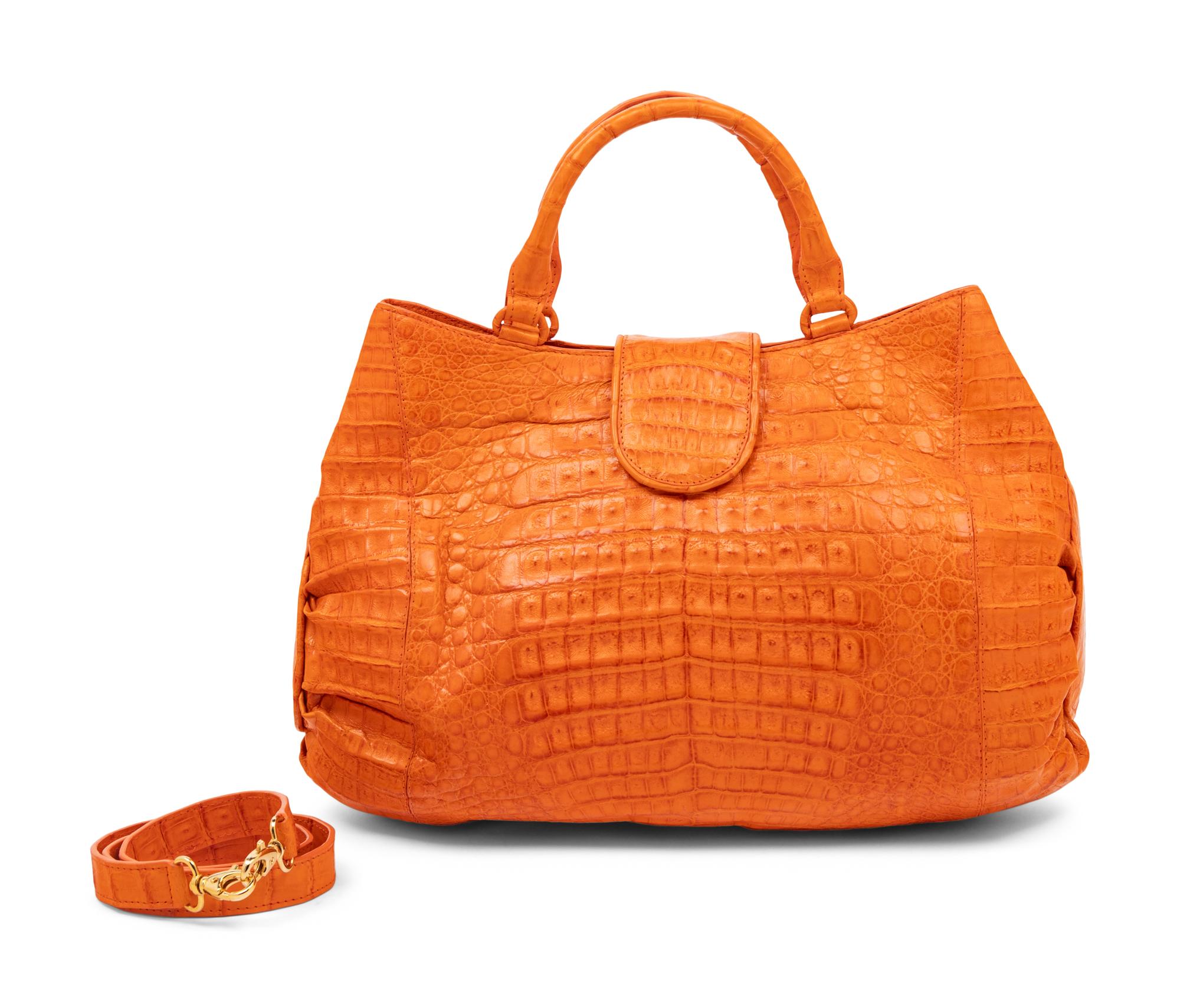 Nancy Gonzalez Orange Crocodile Handbag