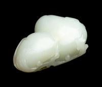 A Chinese White Jade 'Double Peach' Carving