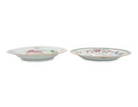 Two Chinese Export Famille Rose Porcelain Plates