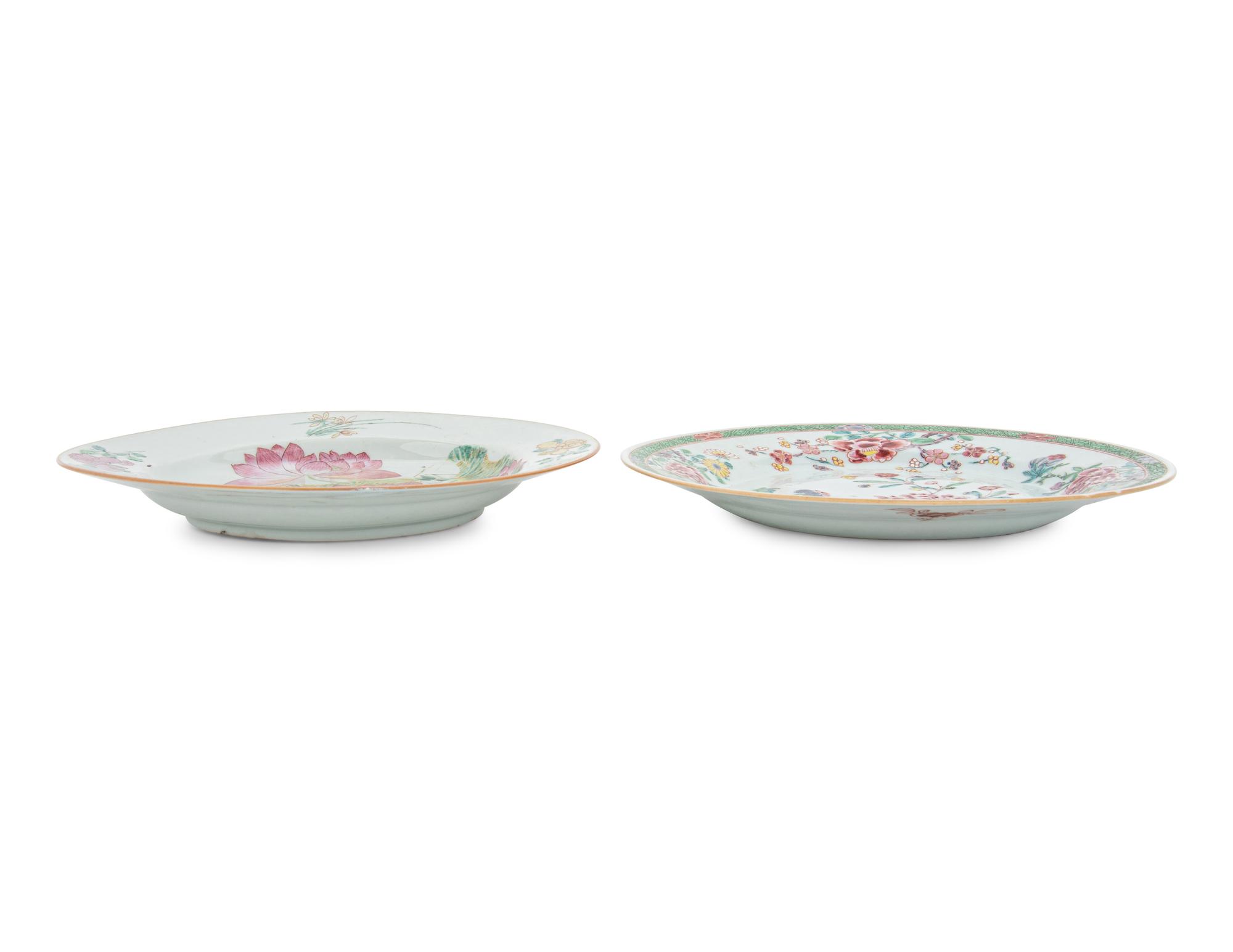 Two Chinese Export Famille Rose Porcelain Plates