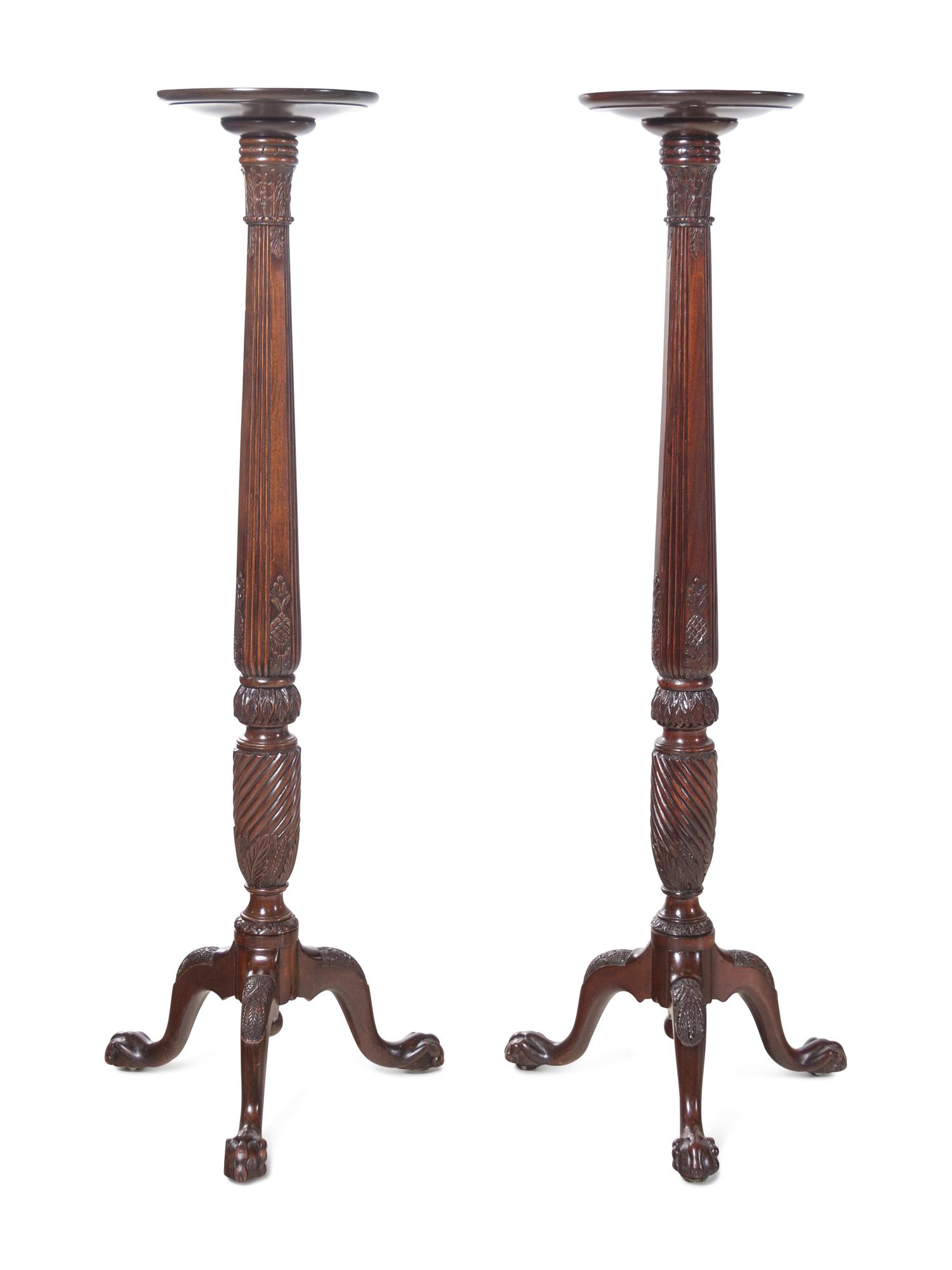 A Pair of Classical Style Mahogany Pedestals