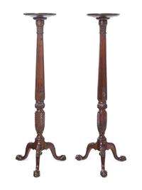 A Pair of Classical Style Mahogany Pedestals