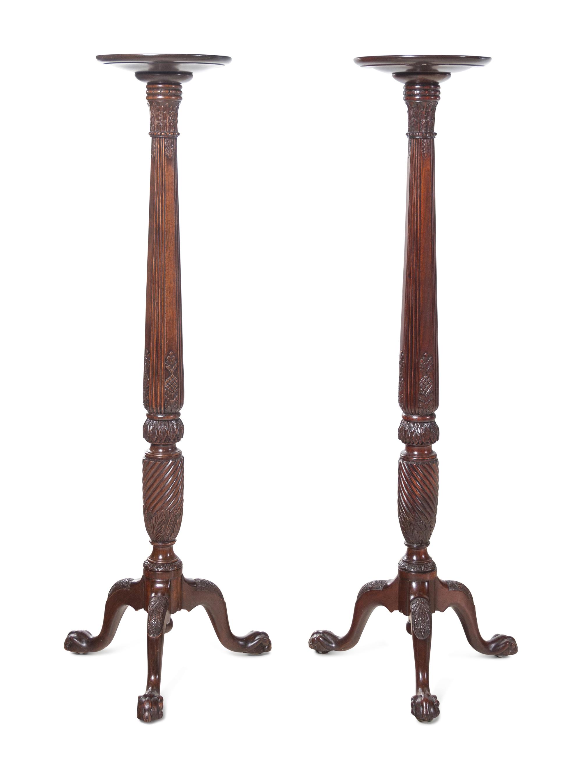 A Pair of Classical Style Mahogany Pedestals