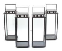 Four Glazed Metal Table Lanterns Height 18 3/4 inches. — 21ST CENTURY