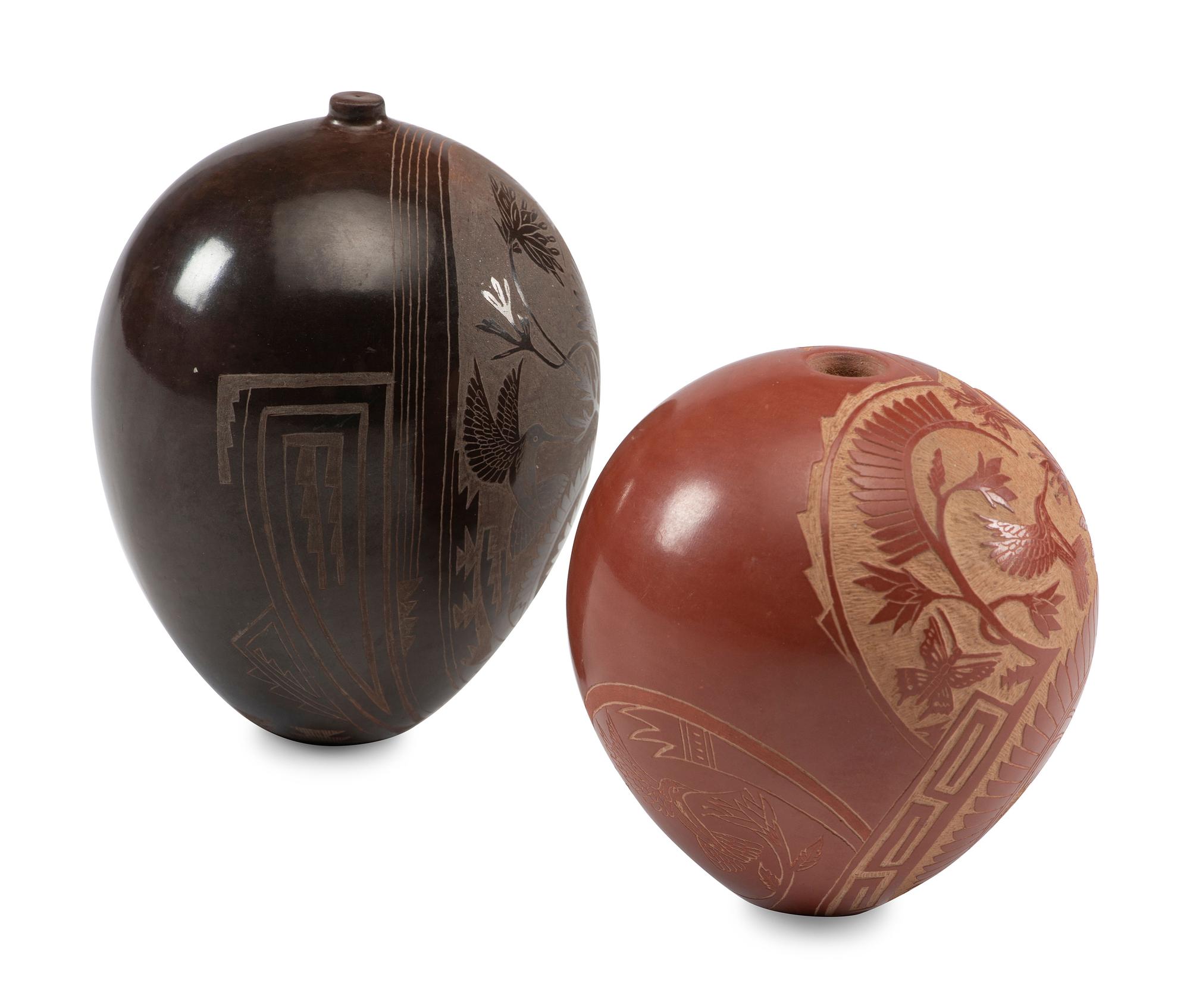 Sgraffito Pottery Seed Jars