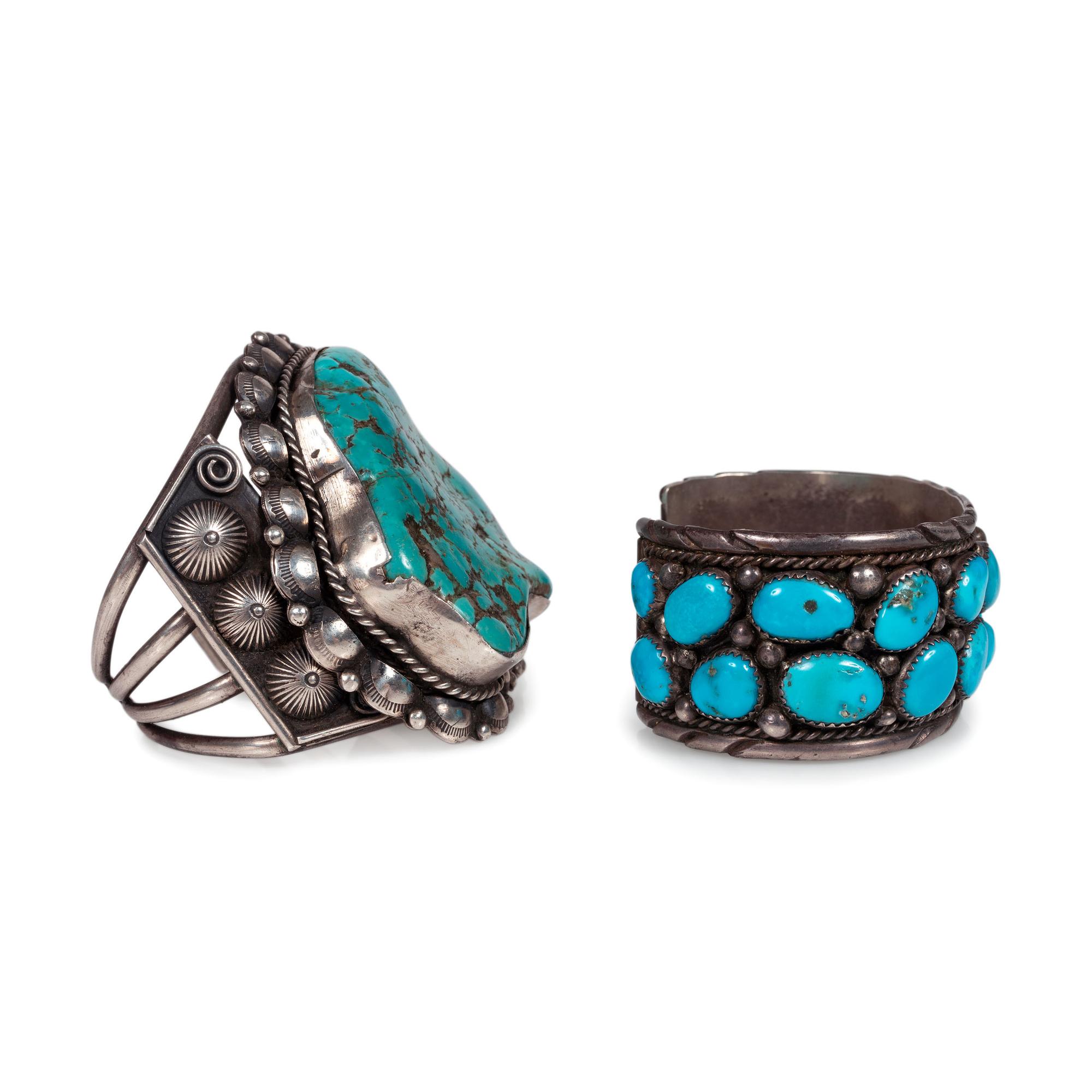 Navajo Silver and Turquoise Cuff Bracelets
