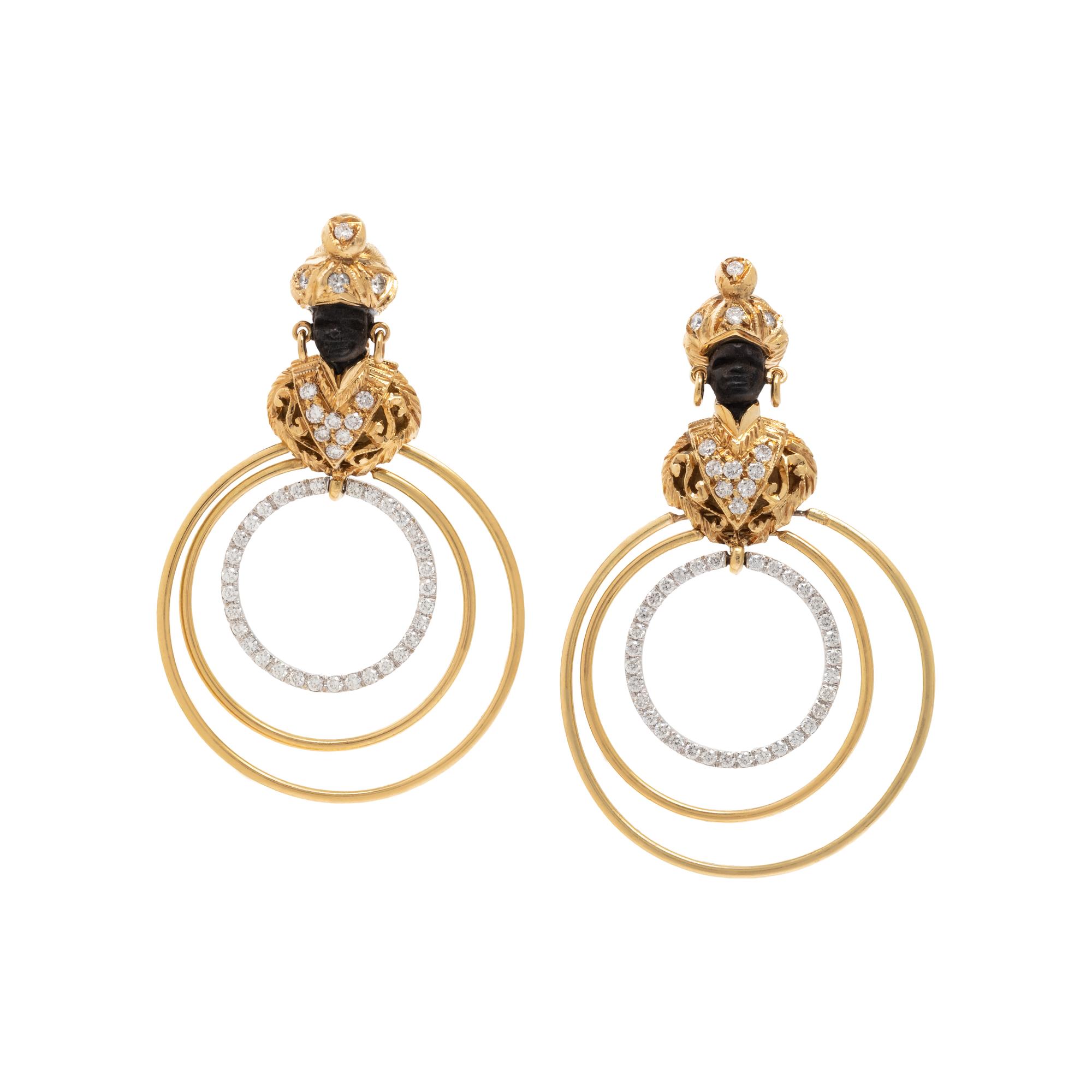 BICOLOR GOLD AND DIAMOND BLACKAMOOR CLIP EARRINGS
