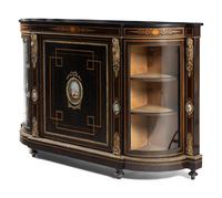A Napoleon III Style Porcelain-Inset and Gilt Bronze Mounted Console Cabinet