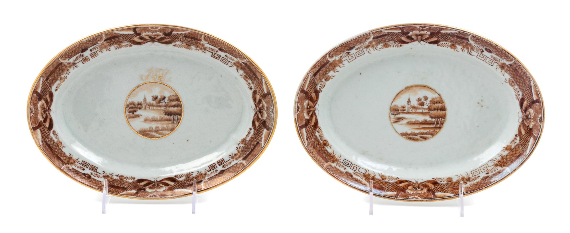 A Pair of Chinese Export Porcelain Armorial Chargers Width 10 1/4 inches. — 18TH/19TH CENTURY