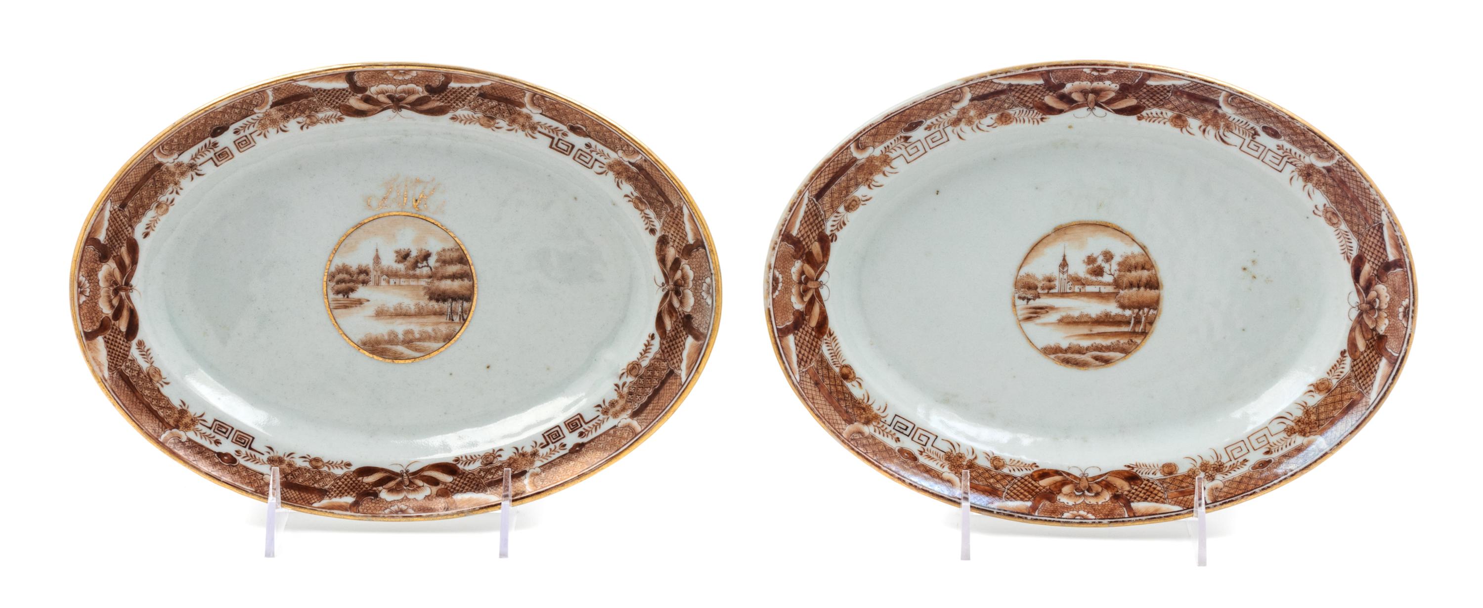 A Pair of Chinese Export Porcelain Armorial Chargers Width 10 1/4 inches. — 18TH/19TH CENTURY