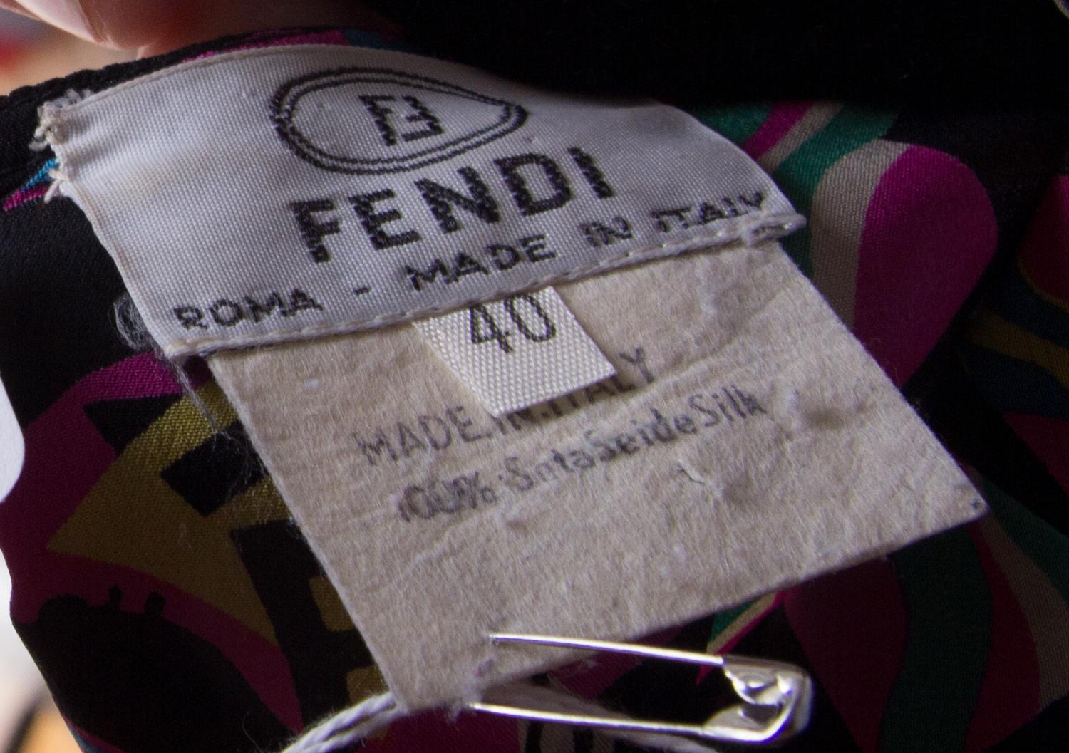 A Fendi Multicolor Silk Dress, Size 40.