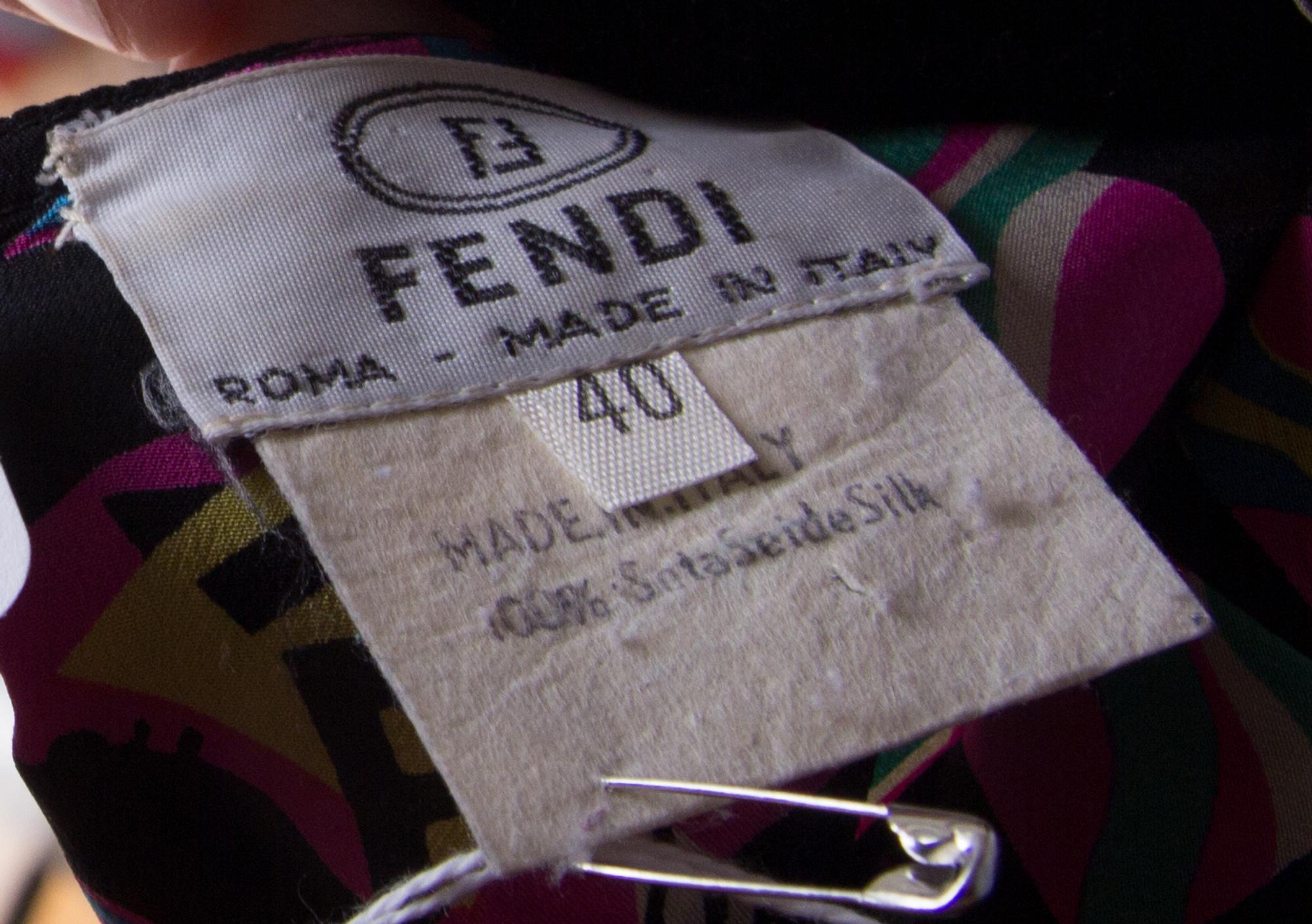 A Fendi Multicolor Silk Dress, Size 40.