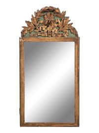 A Louis XVI Provincial Green-Painted and Parcel Gilt Mirror