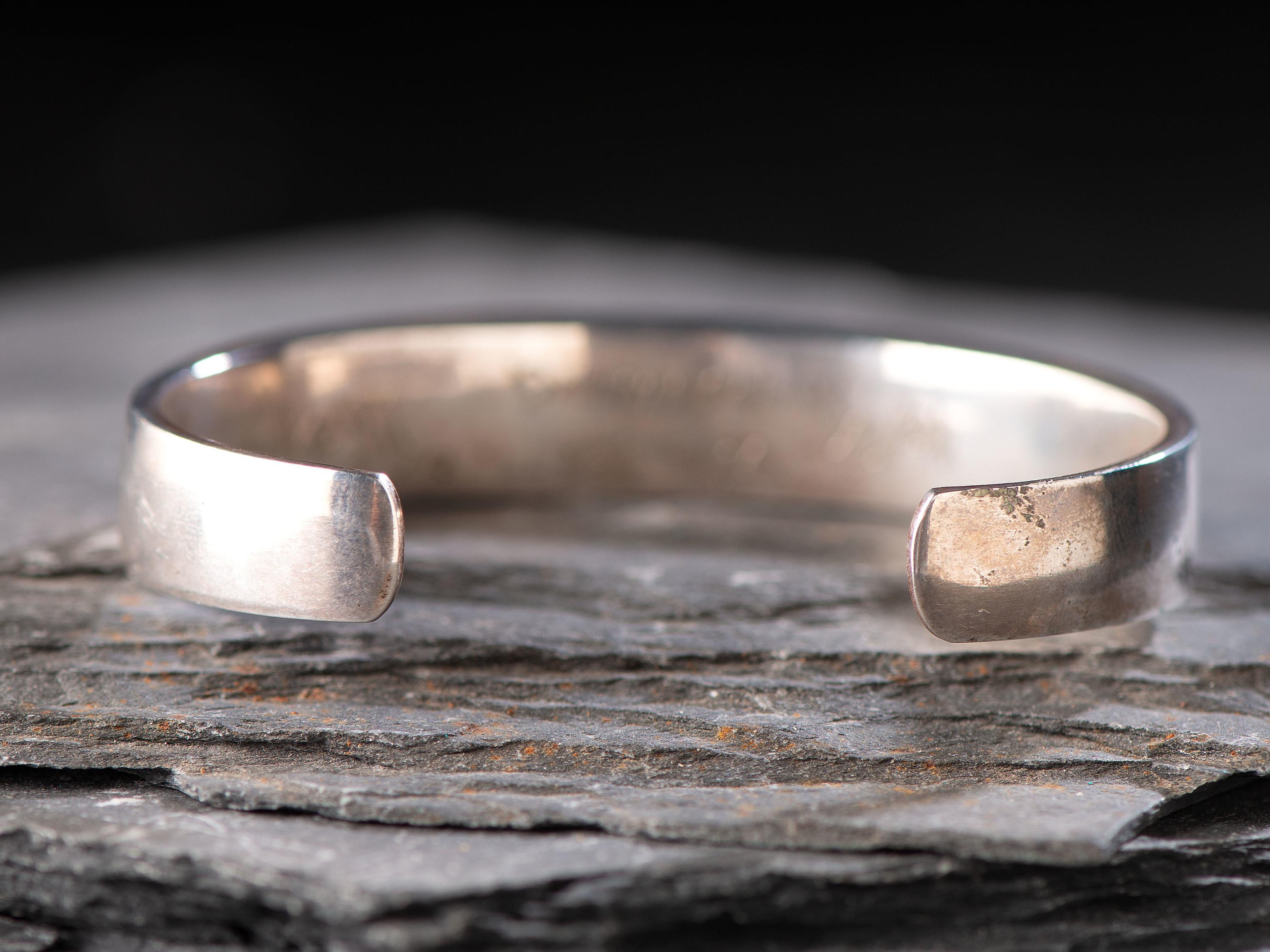 Sterling Silver Cuff Bracelet, with Turquoise and Coral Cobblestone Inlay